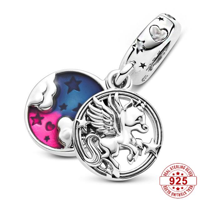 Pandora-Perles de chat porte-bonheur en argent regardé 925 pour femme, famille, fille, garçon, théâtre, amour, pendentif, convient aux bracelets à breloques, bricolage, bijoux originaux