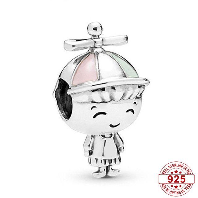 Pandora-Perles de chat porte-bonheur en argent regardé 925 pour femme, famille, fille, garçon, théâtre, amour, pendentif, convient aux bracelets à breloques, bricolage, bijoux originaux