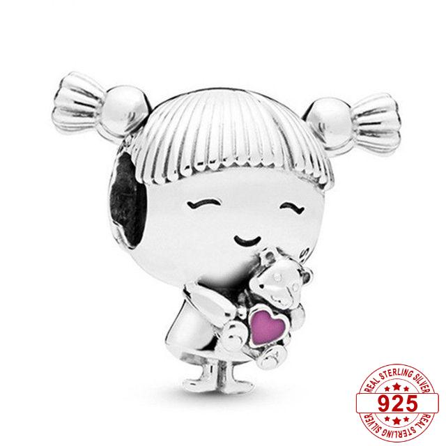 Pandora-Perles de chat porte-bonheur en argent regardé 925 pour femme, famille, fille, garçon, théâtre, amour, pendentif, convient aux bracelets à breloques, bricolage, bijoux originaux